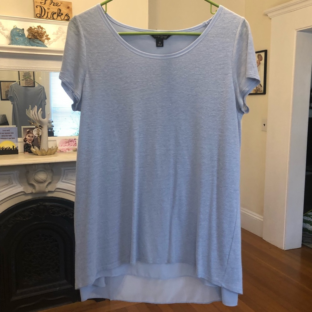 Lucky Brand Light Blue Linen Mix Medium Top